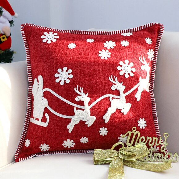 SOGA 2X 45cm Festive Reindeer & Snowflake Christmas Pillowcase